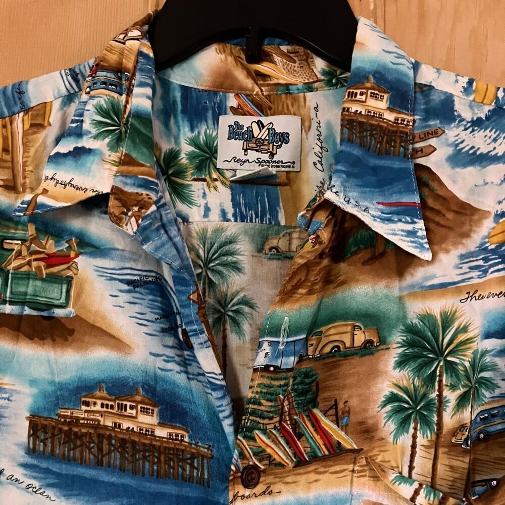 The Beach Boys by Reyn Spooner Mens Surfin' USA Hawaiian Shirt Large Blue SP EXC